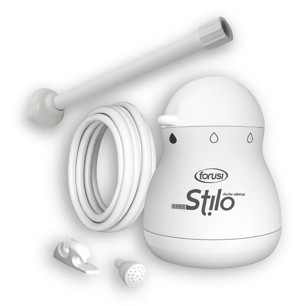 [657] Ducha Stilo 5400W 220V Branca c/ Braço 30cm
