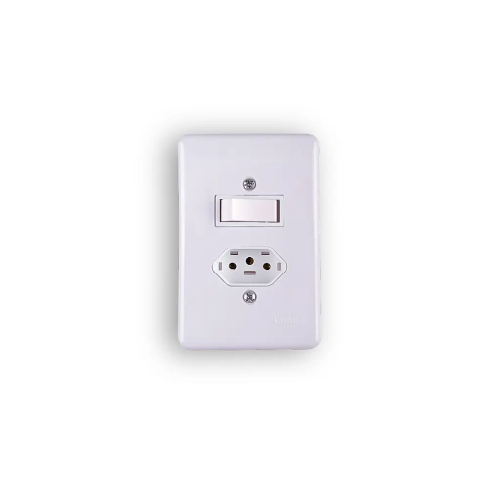 [404] Interruptor 1 Tecla + Tomada 2P+T c/ Placa Branco