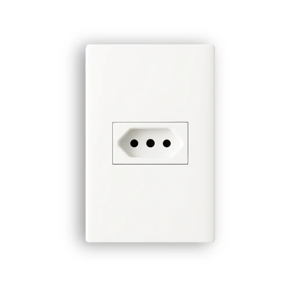 Tomada 2 P+T c/ Placa Branca 10A 