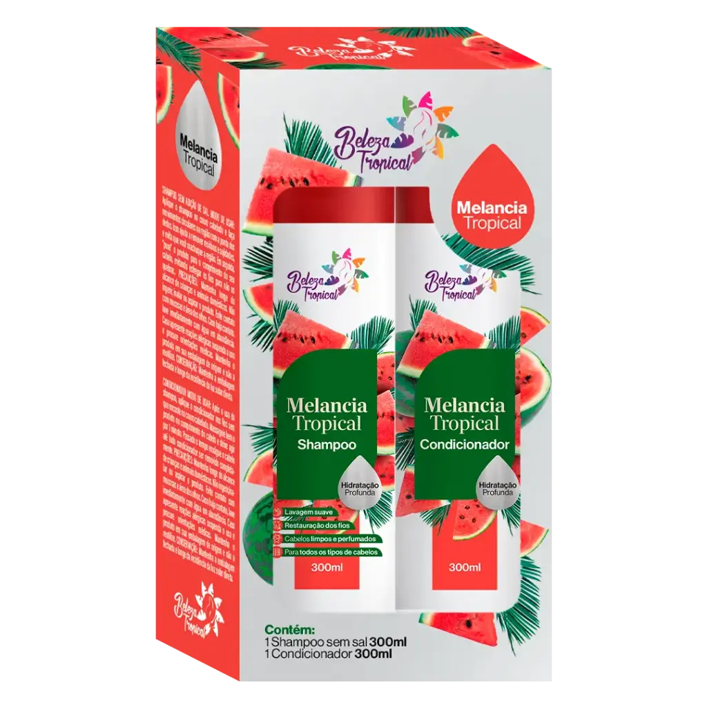 [5939513] Kit Shampoo e Condicionador Beleza Tropical 300 ml - Melancia