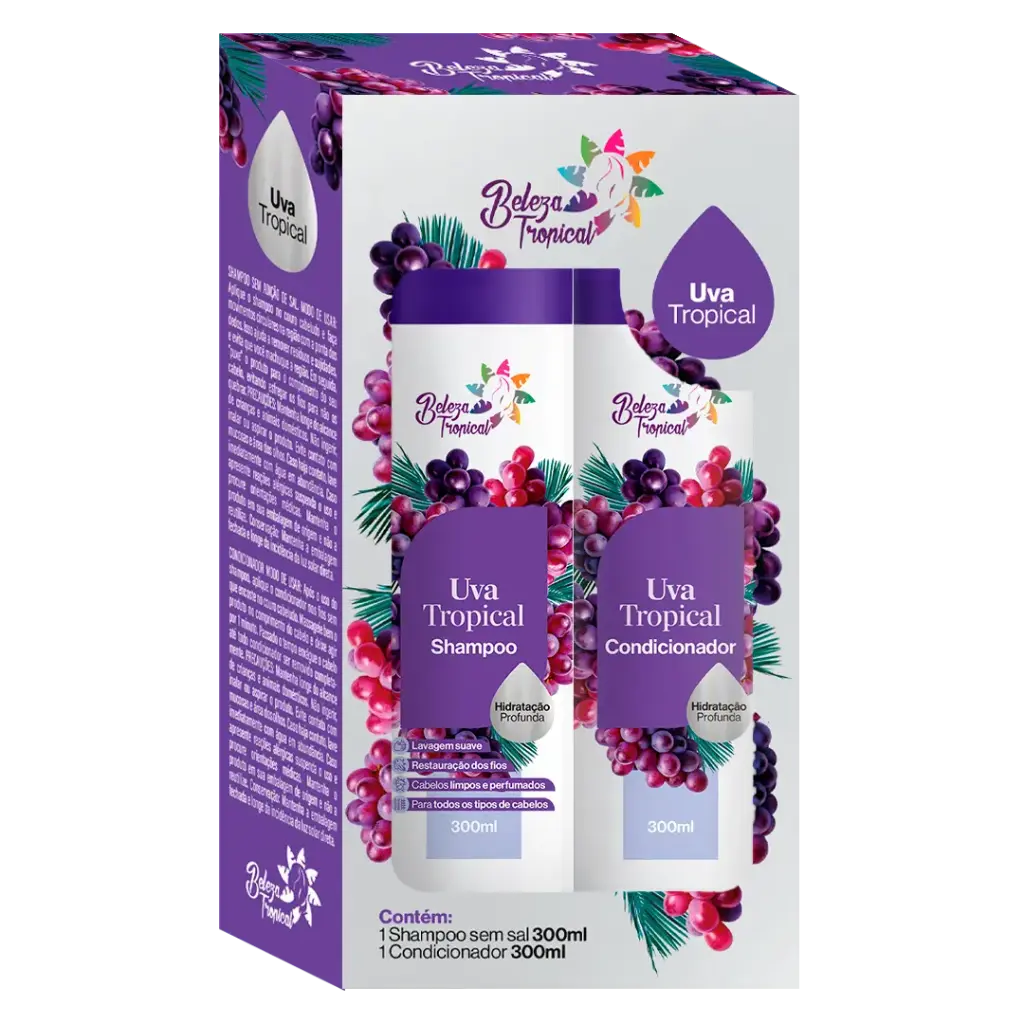 Kit Shampoo e Condicionador Beleza Tropical 300 ml - Uva