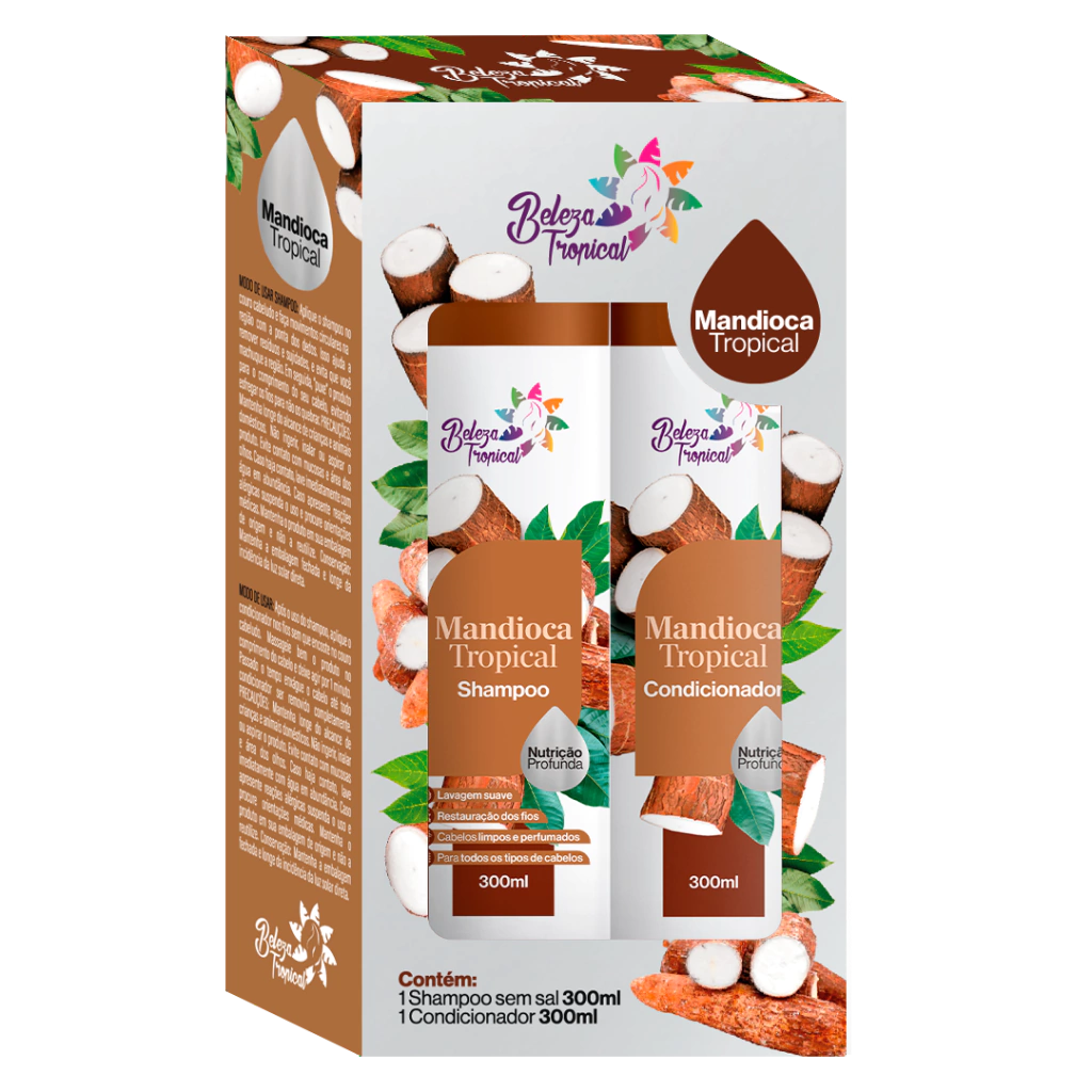 [5939736] Kit Shampoo e Condicionador Beleza Tropical 800 ml - Mandioca