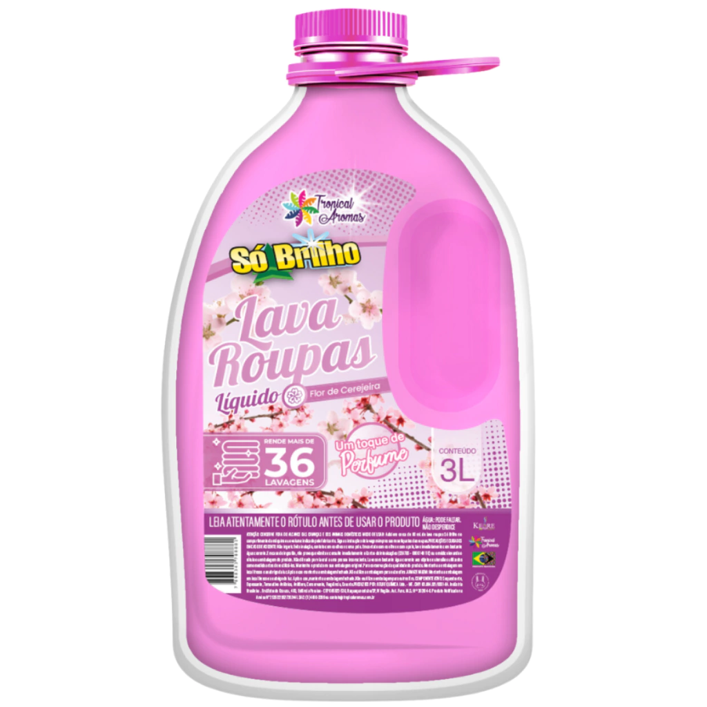 Lava Roupas Liquido 3 Lts Tropical Aromas  - Flor de Cerejeira